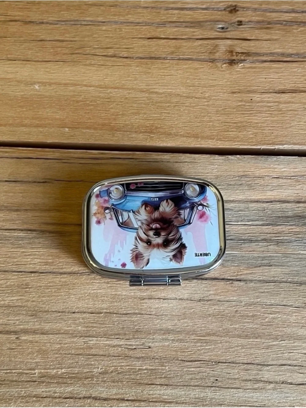 Yorkie Puppy Purse Pill Box/Travel Jewelry Box-Puppy in Car